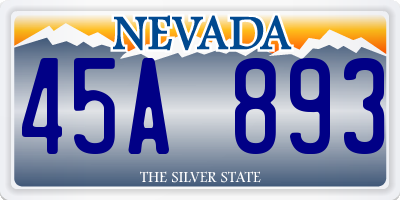 NV license plate 45A893