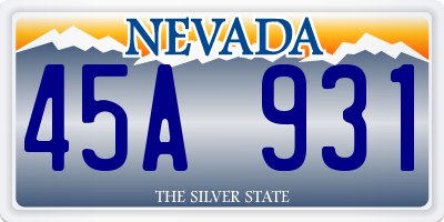 NV license plate 45A931