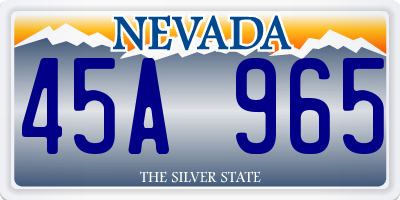 NV license plate 45A965