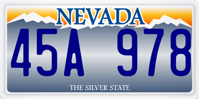 NV license plate 45A978
