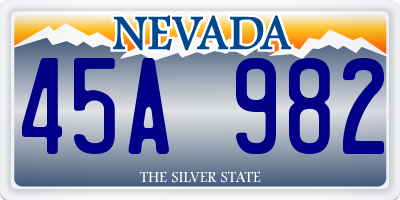 NV license plate 45A982