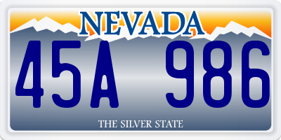 NV license plate 45A986