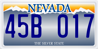 NV license plate 45B017