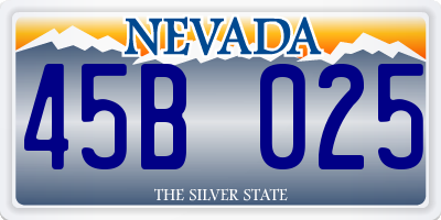 NV license plate 45B025