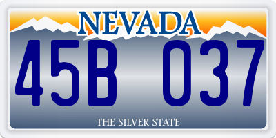 NV license plate 45B037