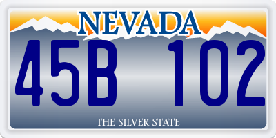 NV license plate 45B102