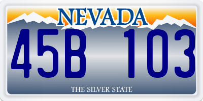 NV license plate 45B103