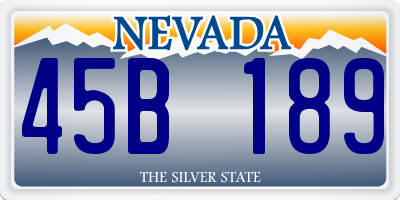 NV license plate 45B189