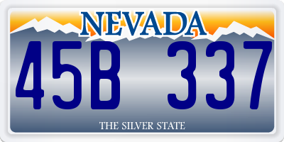NV license plate 45B337