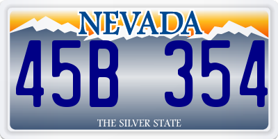 NV license plate 45B354