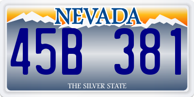NV license plate 45B381