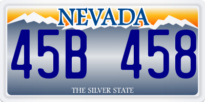 NV license plate 45B458
