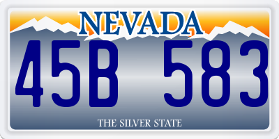 NV license plate 45B583