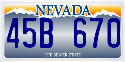 NV license plate 45B670