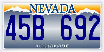 NV license plate 45B692