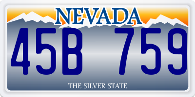 NV license plate 45B759