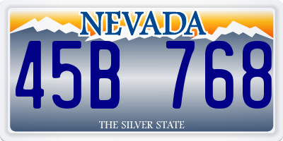 NV license plate 45B768