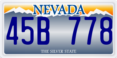 NV license plate 45B778