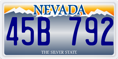 NV license plate 45B792