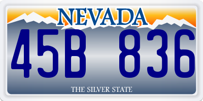 NV license plate 45B836
