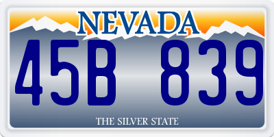NV license plate 45B839