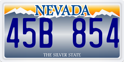 NV license plate 45B854