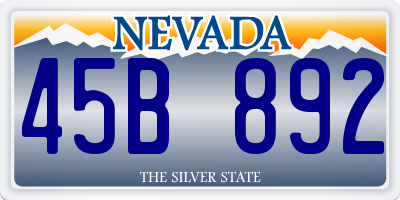 NV license plate 45B892