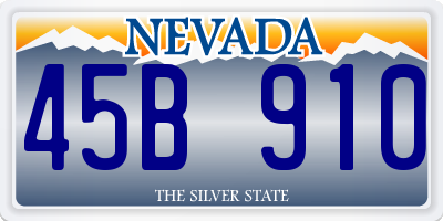 NV license plate 45B910