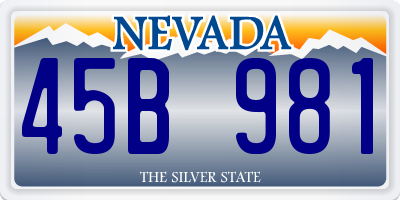 NV license plate 45B981