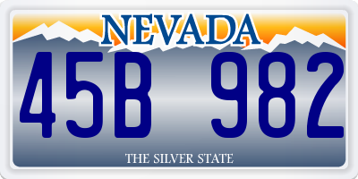 NV license plate 45B982