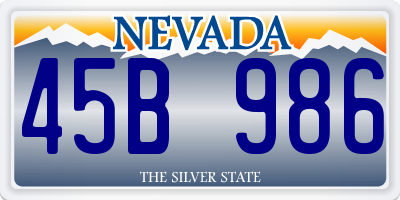 NV license plate 45B986