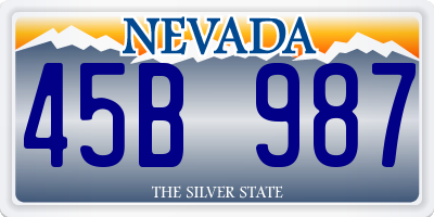 NV license plate 45B987