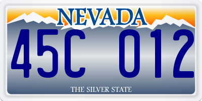 NV license plate 45C012
