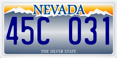 NV license plate 45C031