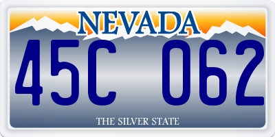 NV license plate 45C062