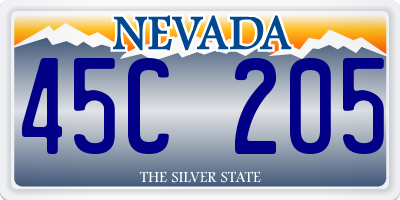 NV license plate 45C205