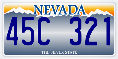NV license plate 45C321