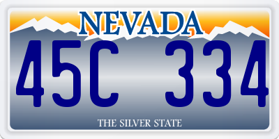 NV license plate 45C334
