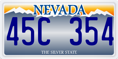 NV license plate 45C354