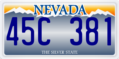 NV license plate 45C381
