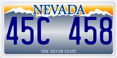 NV license plate 45C458