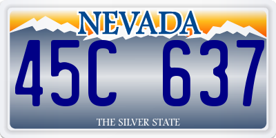 NV license plate 45C637