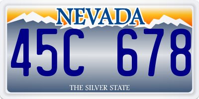NV license plate 45C678
