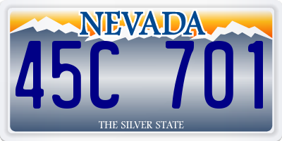 NV license plate 45C701