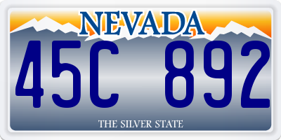 NV license plate 45C892