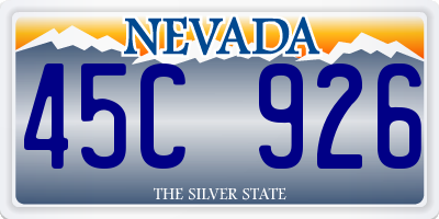 NV license plate 45C926