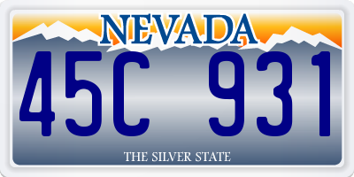 NV license plate 45C931