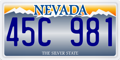 NV license plate 45C981