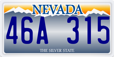 NV license plate 46A315