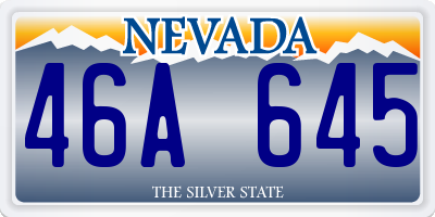 NV license plate 46A645